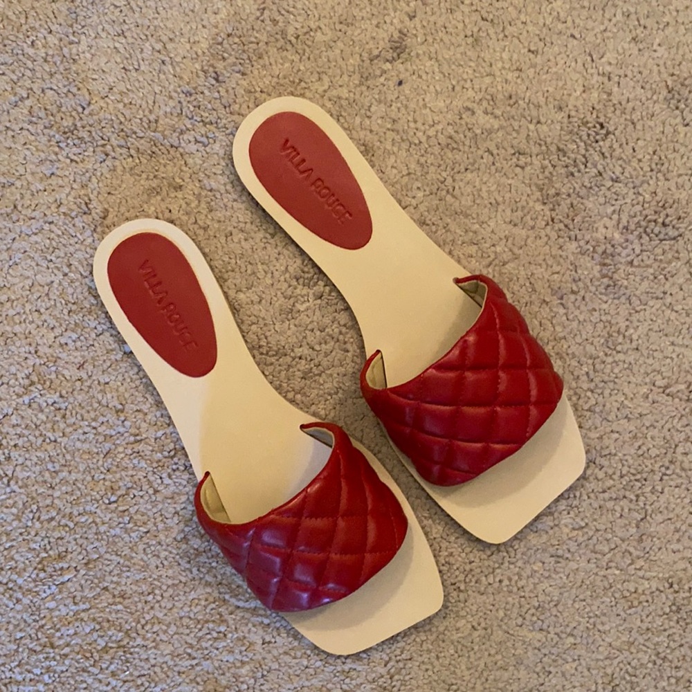 NWT Red Leather Quilted Sandals